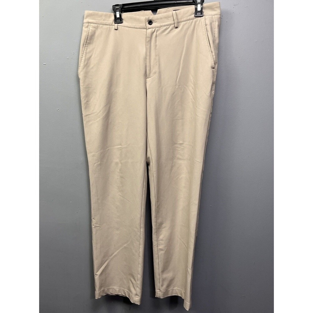 Dunning Golf‎ Pants Mens 34x32 Tan Performance Stretch Flat Front Khaki Chino